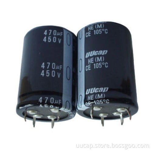 Snap-in Amount Aluminum Electrolytic Capacitor for Treadmill Use, 450V DC, 470uF 3000h Lifespan